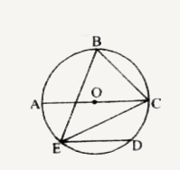 In figure chord ED is parallel to the diameter. AC of the circle. If angle CBE = 65^(@) then angle DEC = ?
