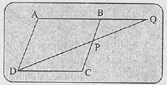 In the figure given above, ABCD is a parallelogram. P is a point on BC such that PB : PC = 1 : 2. DP produced meets AB produced at Q. If the area of the triangle BPQ is 20 square units, what is the area of the triangle DCP?