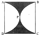 आकृति में छायांकित भाग का क्षेत्रफल ज्ञात कीजिए यदि ABCD भुजा 14 सेमी. का एक वर्ग है तथा APD और BPC दो अर्धवृत्त है।