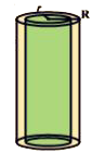 A metal pipe is 77 cm. long. The inner diameter of a cross section is 4 cm., the outer diameter being 4.4 cm. (see figure) Find its   outer curved surface area