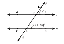 In the figure l P m, and  p a transversal find the value of ‘x’?