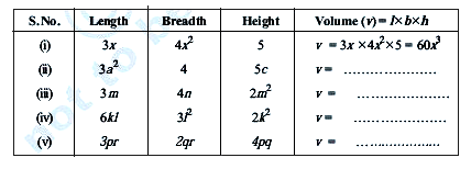 Find the volumes of rectangular boxes with given length, breadth and height in the following table.
