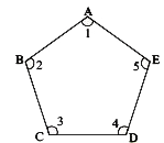 In Figure ABCDE, find angle 1+ angle 2 + angle 3 + angle 4 + angle 5.