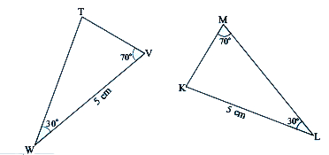 Is the following pair of triangles congurent? Give reason to support your answer.