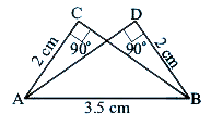 By applying RHS congruence rule, state triangles are congruent. In case of congruent triangles, write the result in symbolic form.