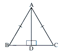 ABC is an isoscles triangle with bar(AB)= bar(AC) and bar(AD) is one of its altitudes (fig..).      State the three pairs of equal parts in DeltaADB and DeltaADC.