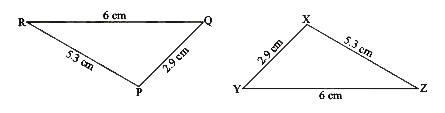 Is Delta PQR ~= Delta XYZ ? Also, write the corresponding angles of the two triangles.