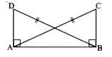 In the adjacent figure, bar(DA) bot bar(AB), bar(CB)bot bar(AB) and AC=BD. Prove that      Delta ABC ~= DeltaBAD