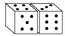 Two dice are placed side by side as shown. Can you say what the total would be on the faces opposite to them?   4 + 3   (Remember that in a dice the sum of numbers on opposite faces is 7)