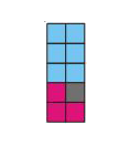 Compare:   Number of red coloured squares is  of the number of blue coloured squares.