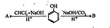 Write the name or structure of the compounds A and B in the following reactions.