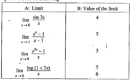 Match the following