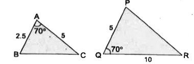 बताइए कि आकृति में दिए त्रिभुजों के युग्म समरूप है या नहीं। यदि है,तो समरूपता को कसौटी लिखिए।