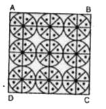 एक वर्गाकार रूमाल पर, नौ वृत्ताकार डिजाइन बने हैं, जिनमें से प्रत्येक की त्रिज्या 7 cm है (देखिए आकृति)। रुमाल के शेष भाग का क्षेत्रफल ज्ञात कीजिए।