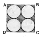 आकृति में, छायांकित क्षेत्र का क्षेत्रफल ज्ञात कीजिए, जहाँ ABCD भुजा 14 cm का एक वर्ग है।