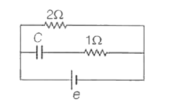 In  steady state,a capacitor of capacitance 2 mu F  is charged to 4 mu C , as shown in figure. If the internal resistance of the cell is 0 . 5 Omega   , then the emf of the cell is
