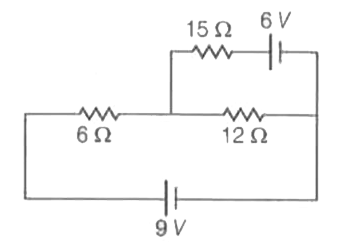 In the given circuit, the electric cruuents through 15 Omega , respectively are :