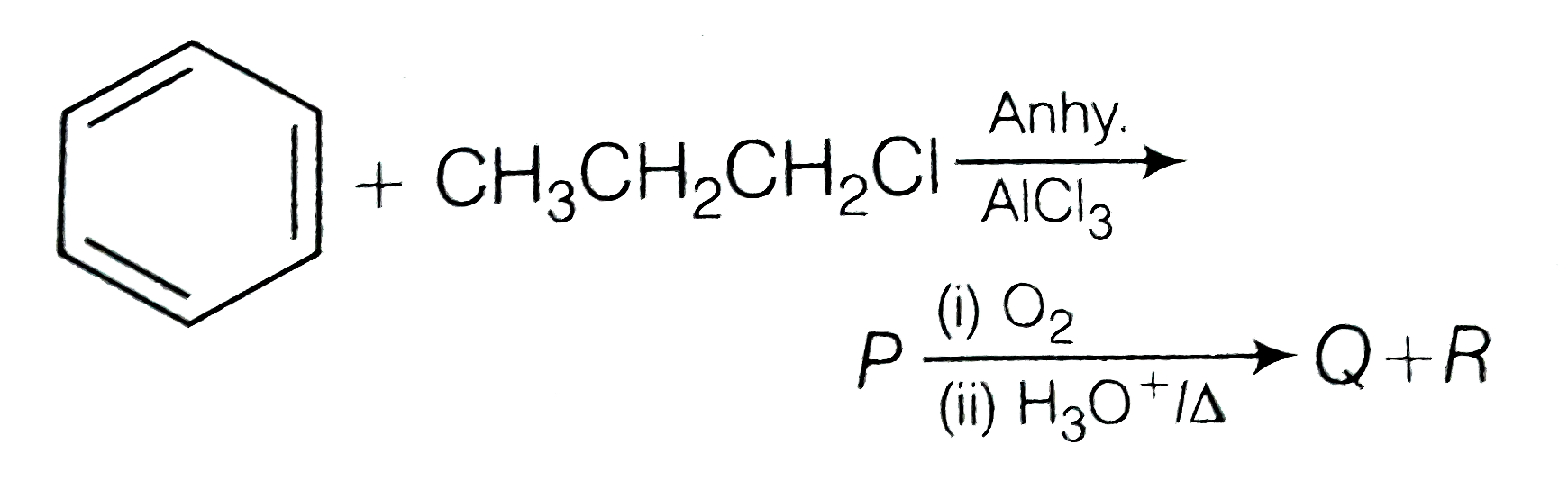 Identify the major products P,Q and R in the following sequence of reactions :