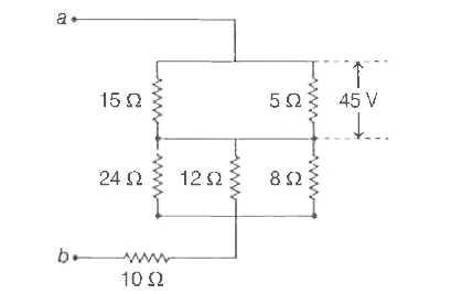 Find the potential difference between a and b as shown in the below circuit,