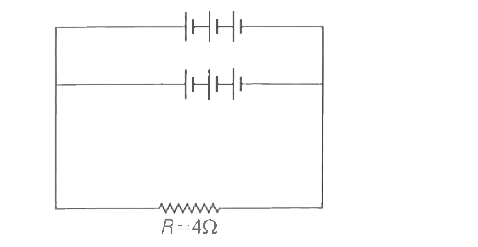 Each  of the  six  ideal  batteries  of emf 20 v  is  connected to an  external  resistance  of  4 Omega   as  shown  in the figure  . The  current  through  the  resistance  is