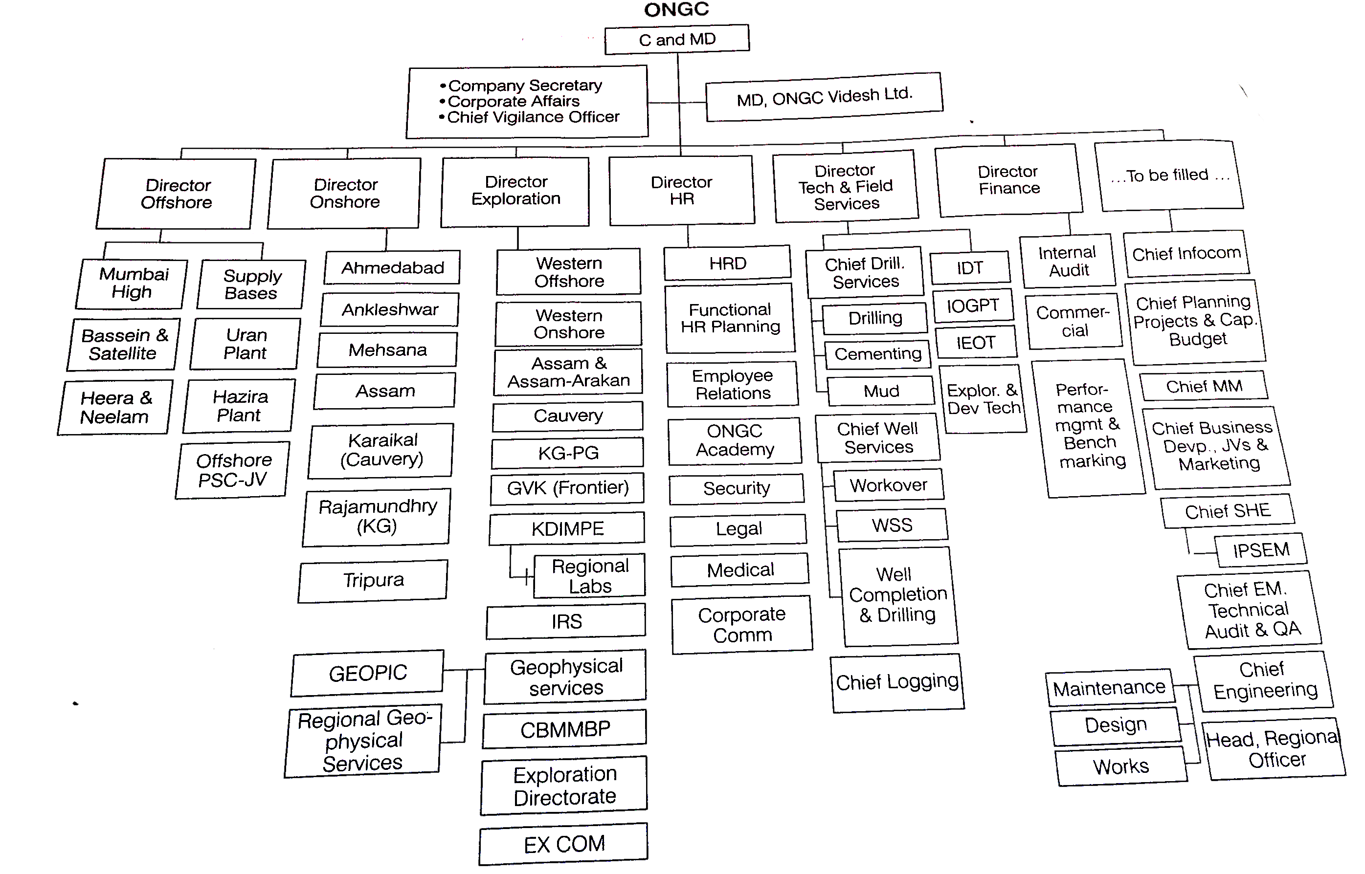 Organisation Chart of ONGC      From the above diagram, Identify the type of organisation.