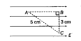 A test charge q is moved without acceleration from A to C along the path from A to B and then from B to C in electric field E as shown in the figure.      At which point (of the two) is the electric potential more and why ?