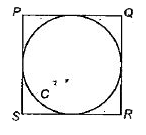 The area of circle 'C' is 9pi. What is the area of PQRS?