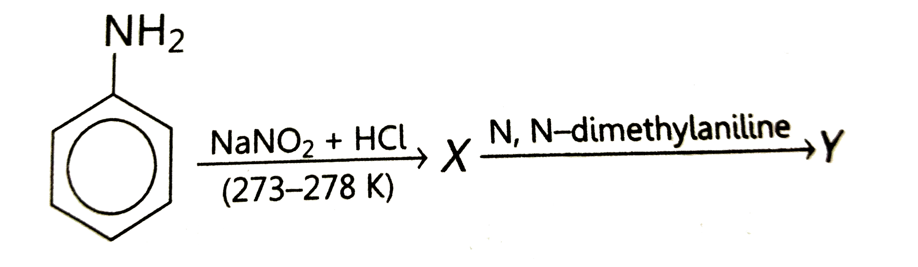 Aniline in a set of the following reactions yielded a coloured product Y