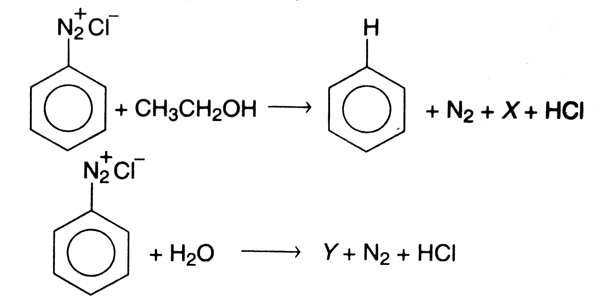 In the following reaction,     What is X and Y in the above reaction?