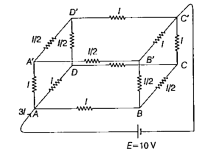 State kirchhoff's  (i) junction rule and (ii) loop rule  . Determine the equivalent resistance  of the network given below  and the total current  going out of the battery . Given , each resistance has reistance  of 1 Omega  .