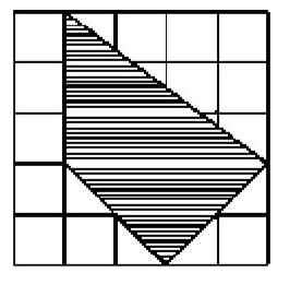 In the figure, side of each square is 1 cm. The area, in sq cm of the shaded part