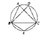 In the given figure, triangleABC is an isosceles triangle in which AB = AC and angleABC = 50^(@) , the angleBDC is equal to