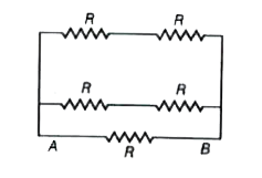 चित्र में दिखाए गए परिपथ में A तथा B के बीच तुल्य प्रतिरोध है