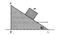 आनत कोण theta के किसी चिकने आनत वेज ARC पर 1 द्रव्यमान का कोई ब्लॉक चित्रानुसार स्थित है। इस वेज को दाईं ओर कोई त्वरण दिया जाता है। ब्लॉक को वेज पर स्थिर रखने के लिए a औरtheta  के बीच सम्बन्ध होगा
