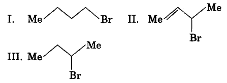 निम्न ब्रोमाइडों पर विचार कीजिए     S(N)1 अभिक्रियाशीलता का सही क्रम है।