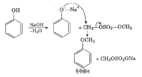 फिनॉल , क्षारीय विलयन में एल्किल हेलाइडो के साथ क्रिया करके एल्किल ईथरों में परिवर्तित किया जा सकते है। एरिल      मैथिल ईथरों के संश्लेषण के लिए , अधिक महंगें मैथिल हैलाइड के स्थान पर, डाइमेथिल सल्फेट का प्रयोग अधिक किया जाता है।   उपरोक्त अभिक्रिया को विलियम्सन संश्लेषण कहते है। जिसका प्रयोग असीमित ईथर जैसे एरिल हैलाइड प्रयोग नहीं किय जा सकते है  क्योंकि इनकी नाभिसनेही प्रतिस्थापन के प्रति क्रियाशील निम्न होती है। किसी भी एल्किल एरिल ईथर के निर्माण के लिए, अभिकारकों के दो संयोजन होने चाहिए। परन्तु इनमें से एक संयोजन प्रभावशाली नहीं होता है।      विलियम्सन संश्लेषण उदाहरण है