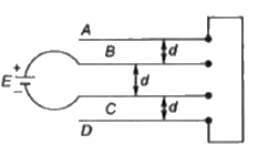 पार्श्ववर्ती चित्र में चार समांतर चालकीय प्लेटों की व्यवस्था दिखाई गई है, इनमे प्रत्येक का क्षेत्रफल A है। सभी प्लेटों के बीच की दूरी d है। प्लेटें A तथा D आपस में जुडी है तथा B व C के बीच एक E वि. वा. बल वाली बैटरी जुडी है।      प्लेटो की व्यवस्था को तुल्य धारिता निम्न चित्र में दिखाई गयी है