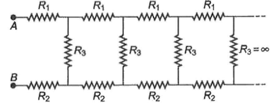 टर्मिनलो A व B के बिच जुड़े अनंत प्रतिरोधों का तुल्य प्रतिरोध है