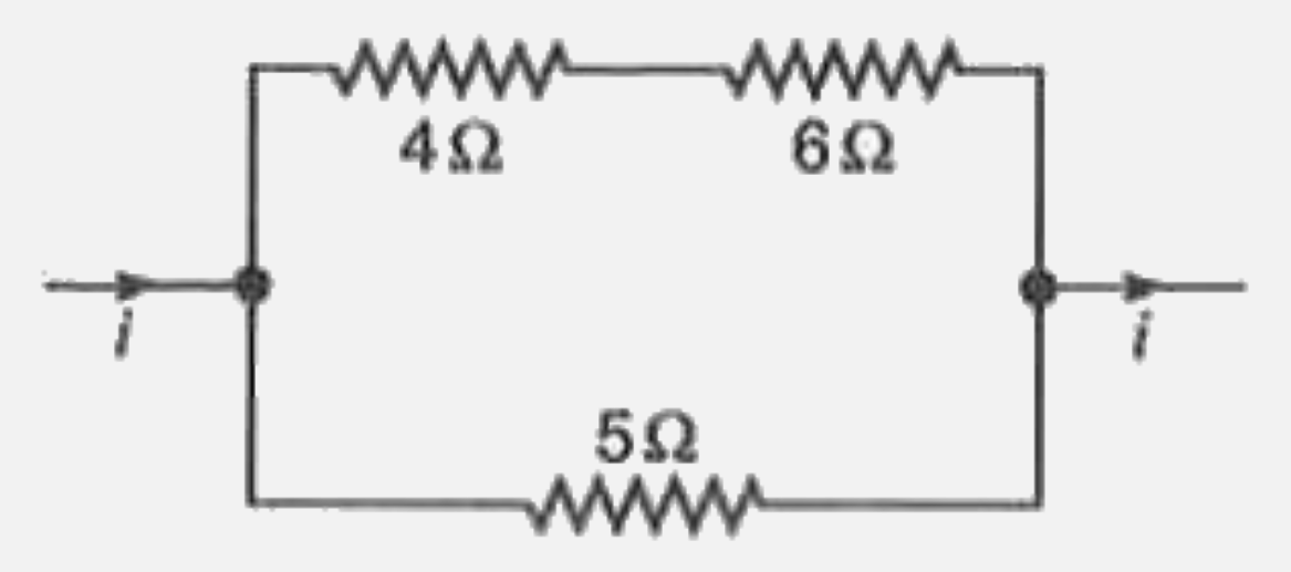 चित्र में दिखाए गए परिपथ में धारा प्रवाह के कारण 5 Omega प्रतिरोध में उत्पन्न ऊष्मा 100 जूल/से है। 4Omega प्रतिरोध में उत्पन्न ऊष्मा है