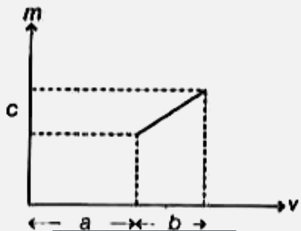 दिए गए ग्राफ में एक पतले लेन्स के आवर्धन m को प्रतिबिम्ब की दूरी v के साथ दर्शाता है। इस लेन्स की फोकस दूरी क्या होगी?