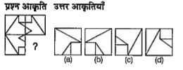 उस लुप्त भाग के स्थान पर दिए गए उत्तर विकल्पों में से कौन-सा विकल्प होगा जिससे आकृति का पैटर्न पूर्ण हो जायगा ?