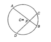 दिए गए चित्र में वृत्त की जीवाएँ AB तथा CD बिन्दु पर काटती है। यदि AP= 4 सेमी. PB = 3 सेमी तथा CP=2 सेमी, तो DP की माप होगी
