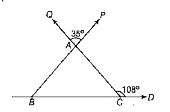 दी गई आकृति में यदि /ACD=108^(@) और /QAP=35^(@) हो, तो /B ज्ञात कीजिए।