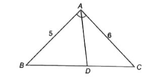 चित्र में रेखाखण्ड AD, triangle  ABC के angle A का अर्द्धक है। बिन्दु D भुजा BC पर स्थित है। BD: DC का मान होगा
