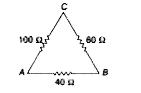 निम्न परिपथ में A व B के बीच तुल्य प्रतिरोध है