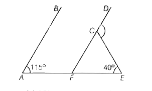 दी गई आकृति में, AB ||CD   व  angleBAE =115^(@), angleAEC = 40^(@) तब, angleDCE =?