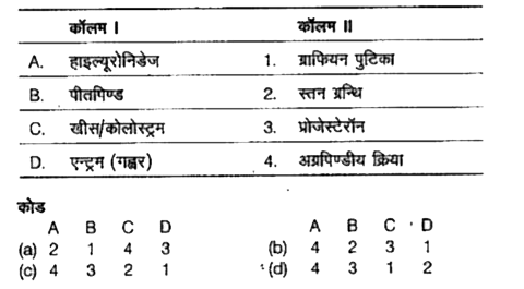 निम्न कॉलमों का मिलान कीजिए।