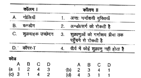 निम्न कॉलमों का मिलान कीजिए।