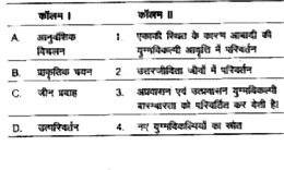 निम्न कॉलमों का मिलान कीजिए।