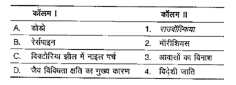 निम्न कॉलमों का मिलान कीजिए।